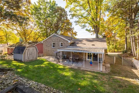 a view of a lake with a big yard