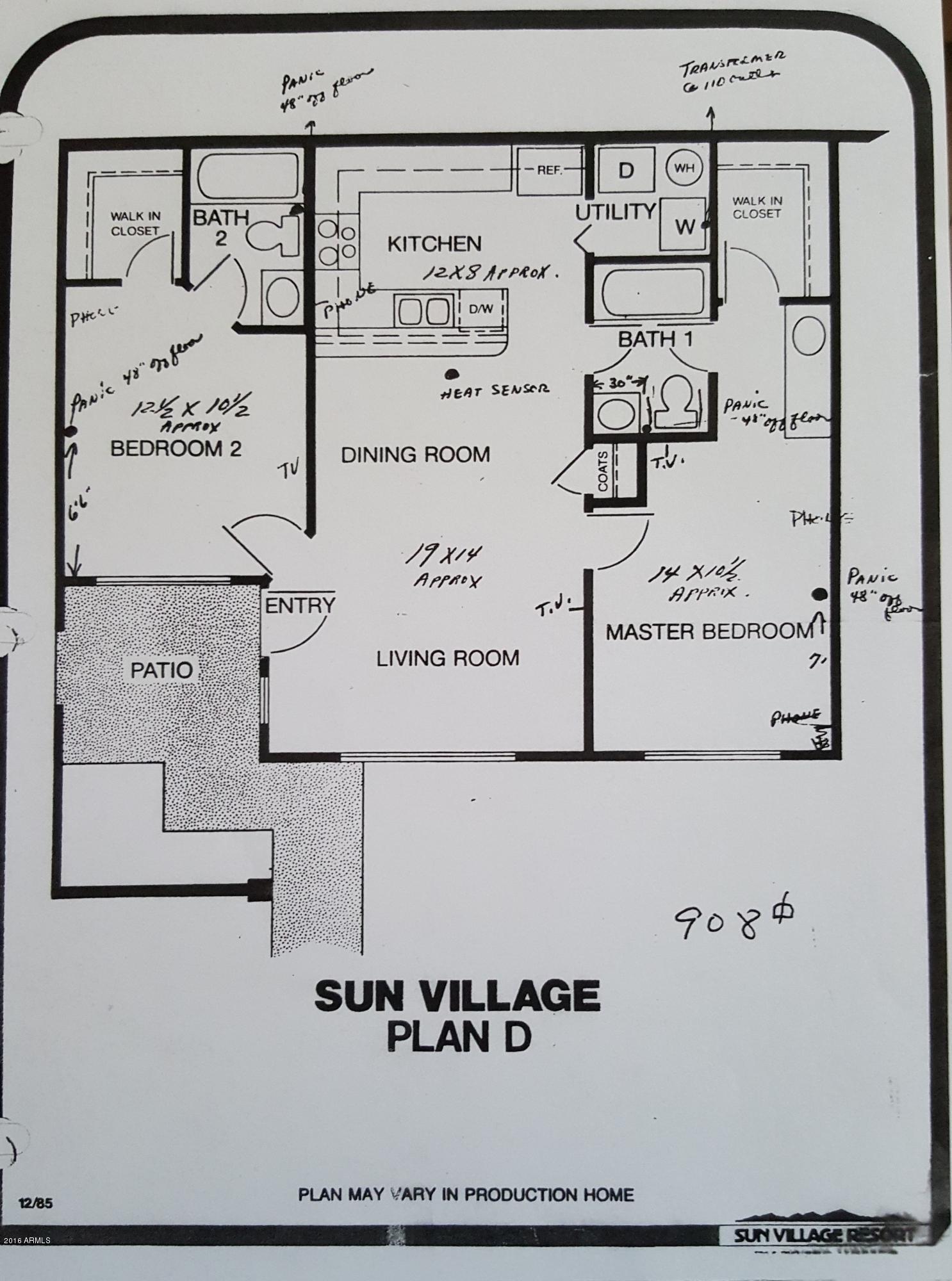 14300 West Bell Road, Unit 526 Surprise, AZ 85374 - Photo 30 of 30 Sun Village Model D Floor Plan