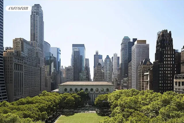 a view of a city with tall buildings