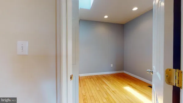 a view of a bathtub in a room
