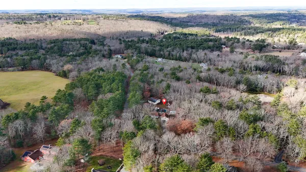 an aerial view of mountain and trees