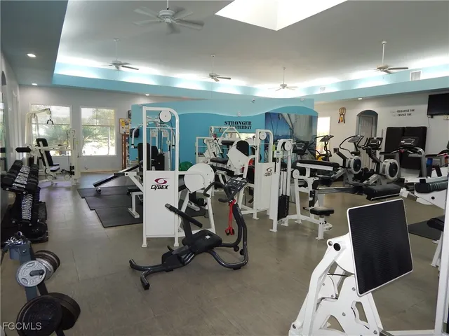 a view of a room with gym equipment