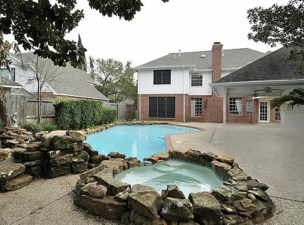 a view of a lake from a yard