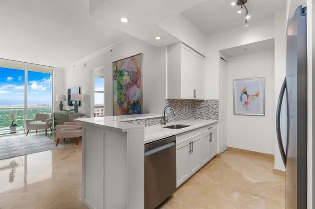 a view of kitchen with dining area