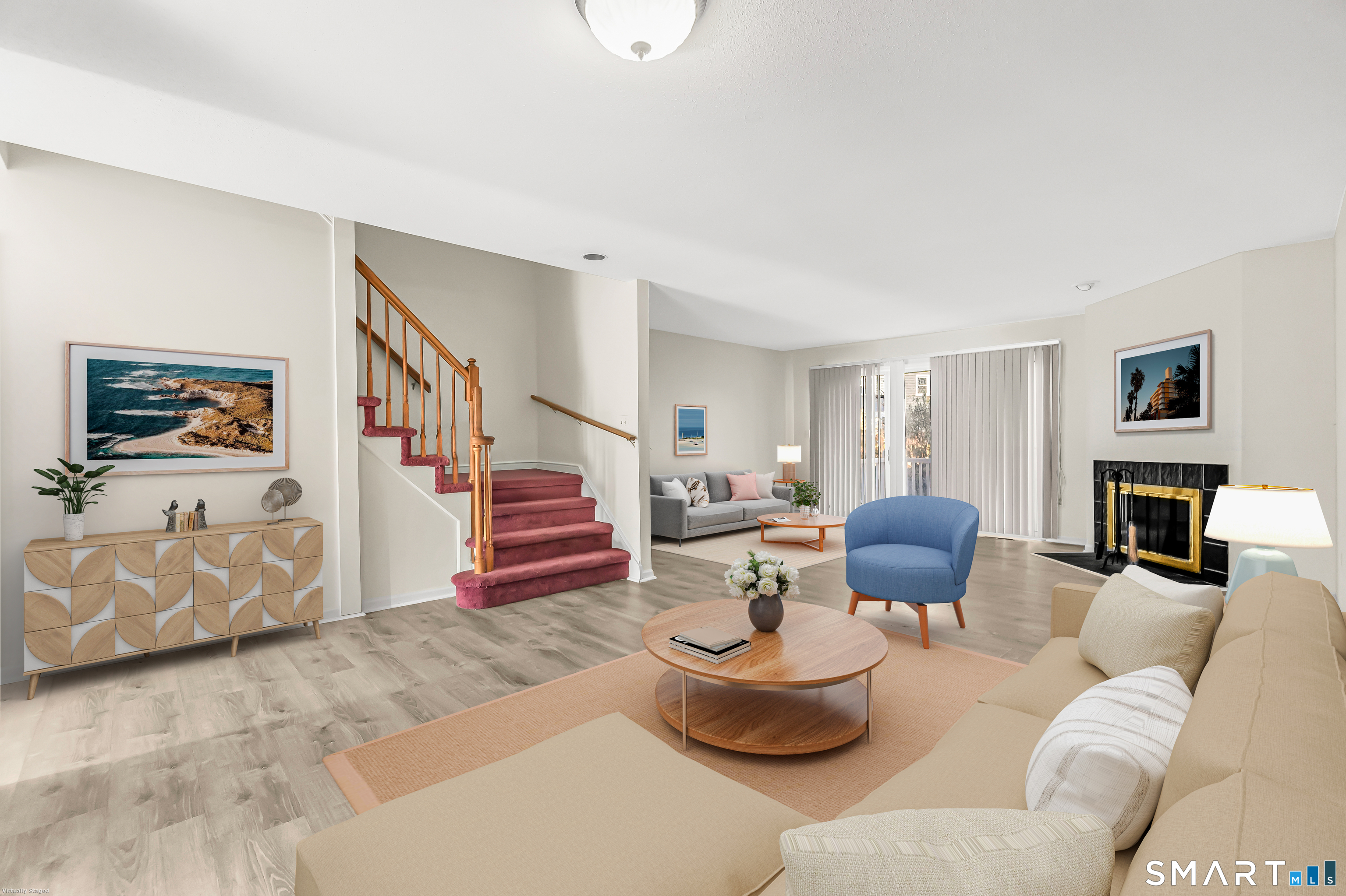 4023 Park Avenue, Unit 4023 Fairfield, CT 06825 - Photo 4 of 25 a living room with fireplace furniture and a flat screen tv