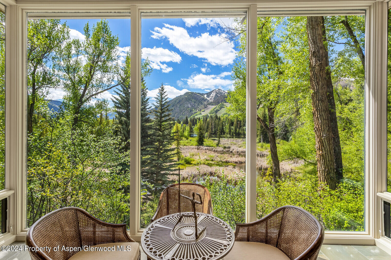 844 Roaring Fork Road Aspen, CO 81611 - Photo 1 of 39 a view of a porch with furniture and a yard