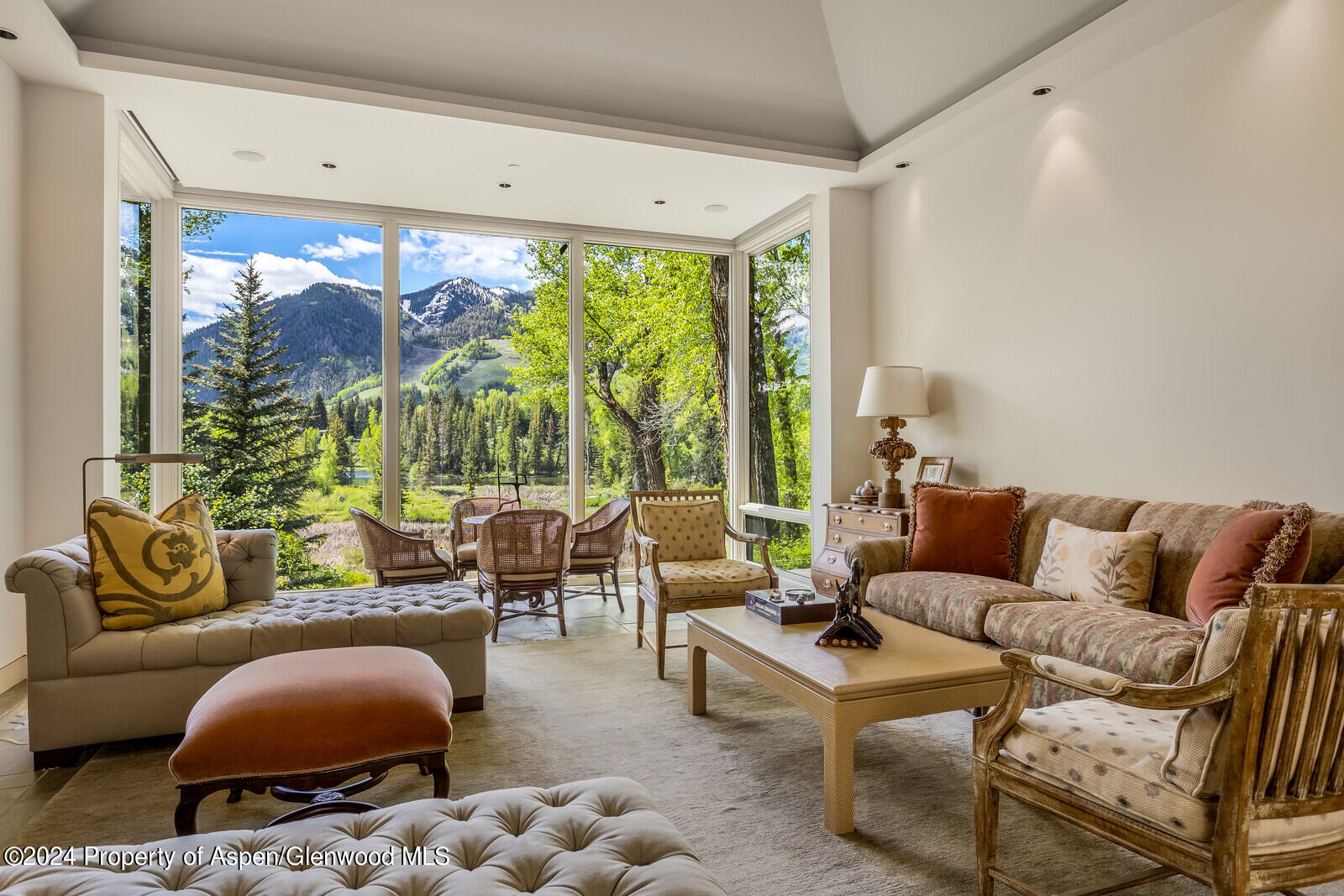 844 Roaring Fork Road Aspen, CO 81611 - Photo 8 of 39 a living room with furniture a rug and a large window