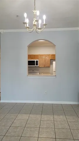 a view of a livingroom with a chandelier