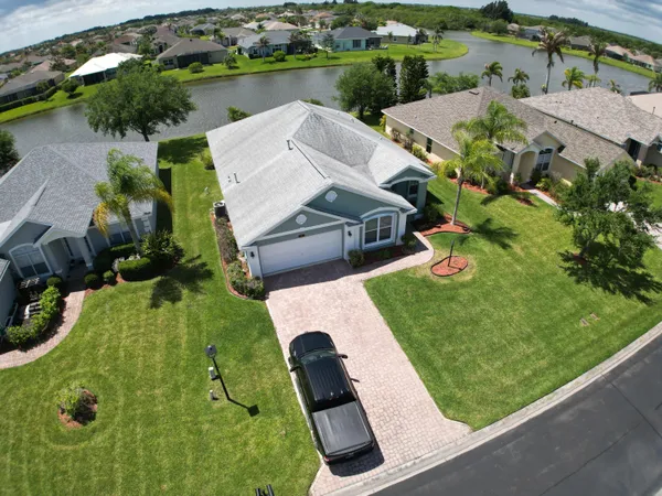an aerial view of a house
