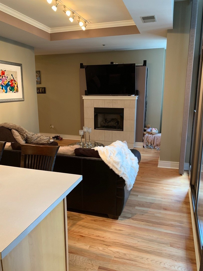 212 West Washington Street, Unit 1106 Chicago, IL 60606 - Photo 13 of 25 a living room with furniture and a fireplace