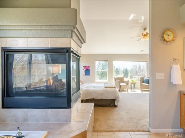 a living room with a large window