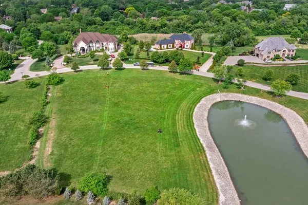 a view of a garden with a fountain