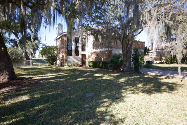 a view of street with large trees