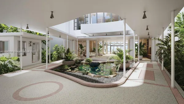 a view of entryway with a garden