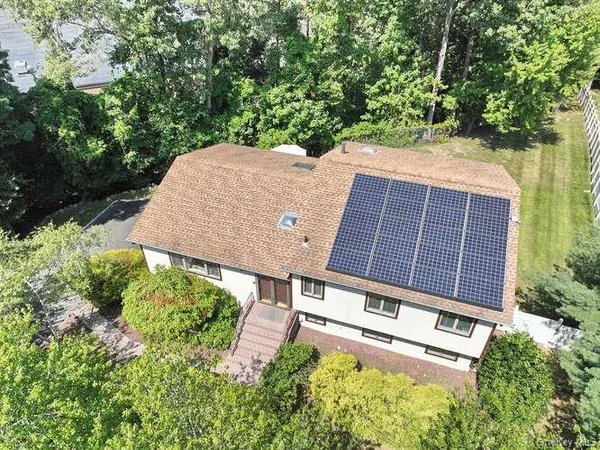 an aerial view of a house