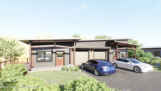 a car parked in front of a house