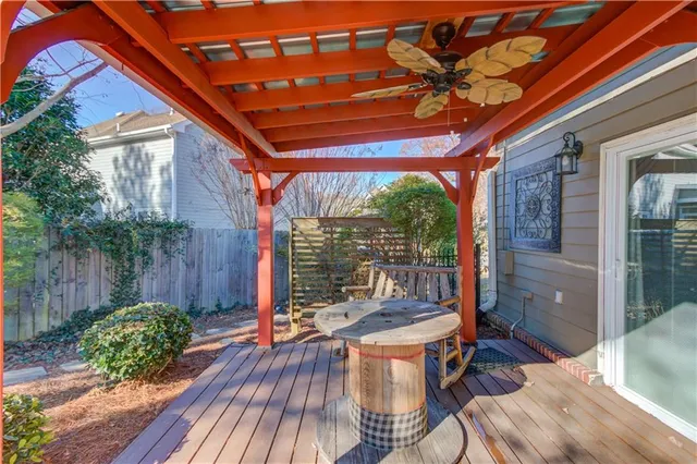 a view of a backyard with a patio