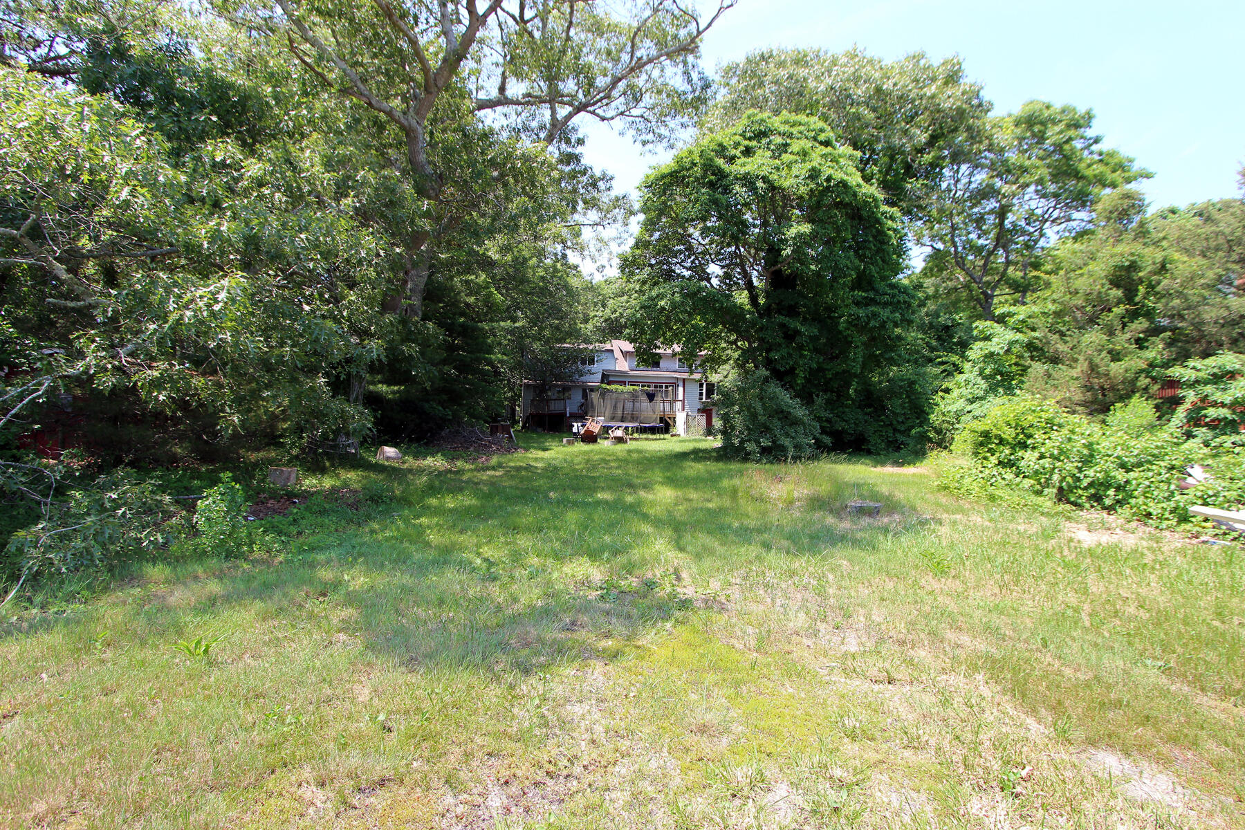 37 Riverside Road Mashpee, MA 02649 - Photo 9 of 19 a backyard of a house with plants and large trees
