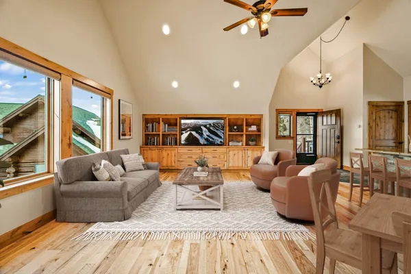 a living room with furniture