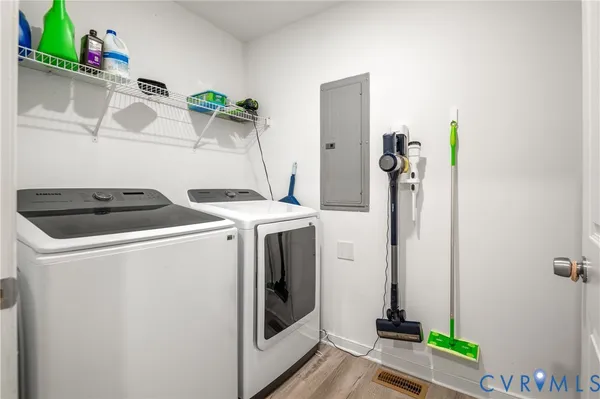 a utility room with dryer and washer