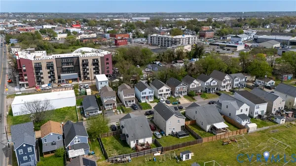 an aerial view of multiple house