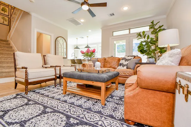 a living room with furniture