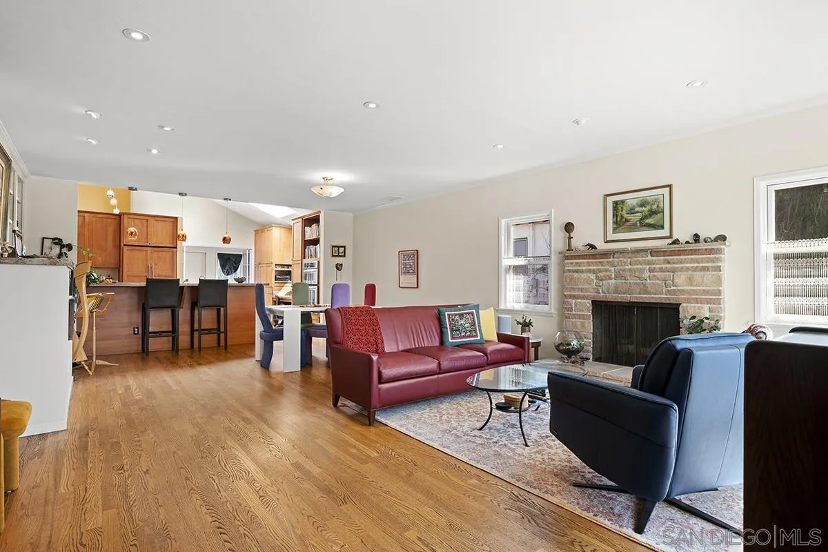 4329 Arista Street San Diego, CA 92103 - Photo 10 of 44 a living room with furniture and a fireplace