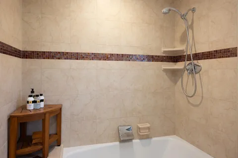 a bathroom with a shower