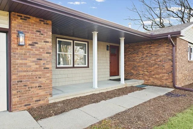 front view of a brick house