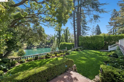 a body of water with a tree in the background
