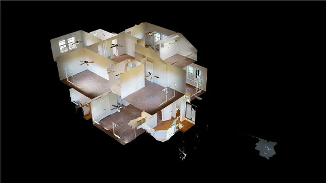 a view of a lake with a big yard