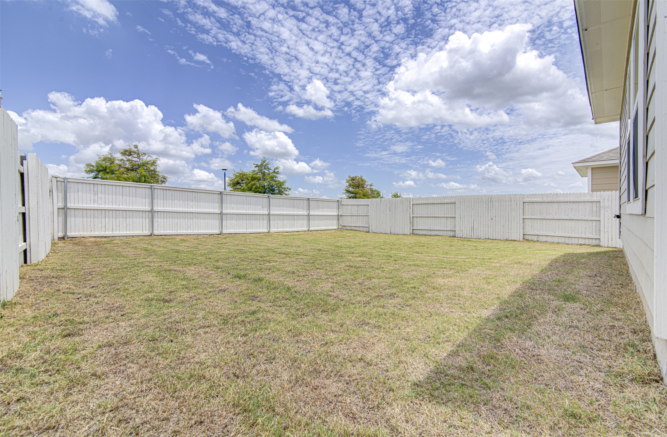 156 Tillage Road Elgin, TX 78621 - Photo 24 of 25 A spacious backyard enclosed by a secure wooden fence, offering ample outdoor living potential.