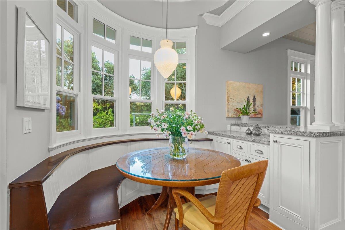 3510 Alpine Road Portola Valley, CA 94028 - Photo 17 of 77 a dining room with furniture and window