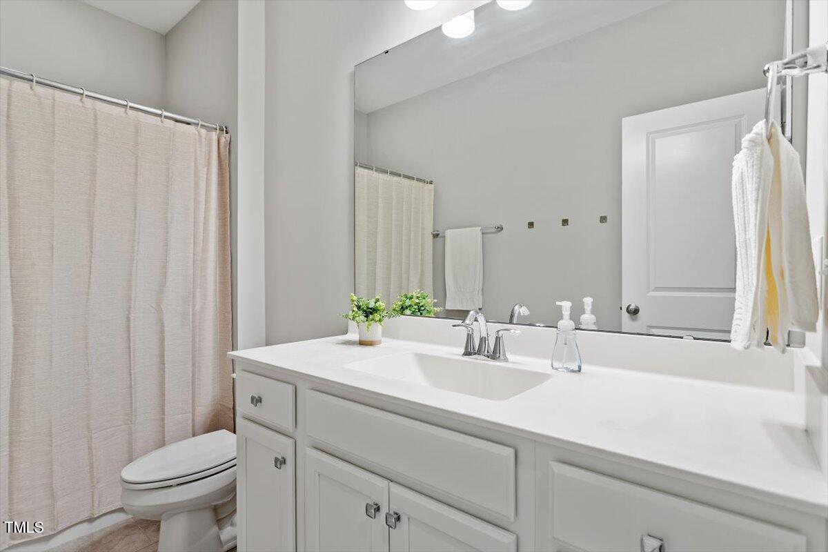 320 Everly Mist Way Wake Forest, NC 27587 - Photo 20 of 34 a bathroom with a sink a toilet and a mirror