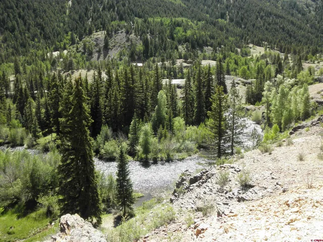 a view of a field with a mountain