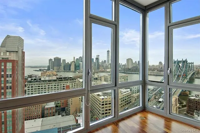 a view of a city from a balcony