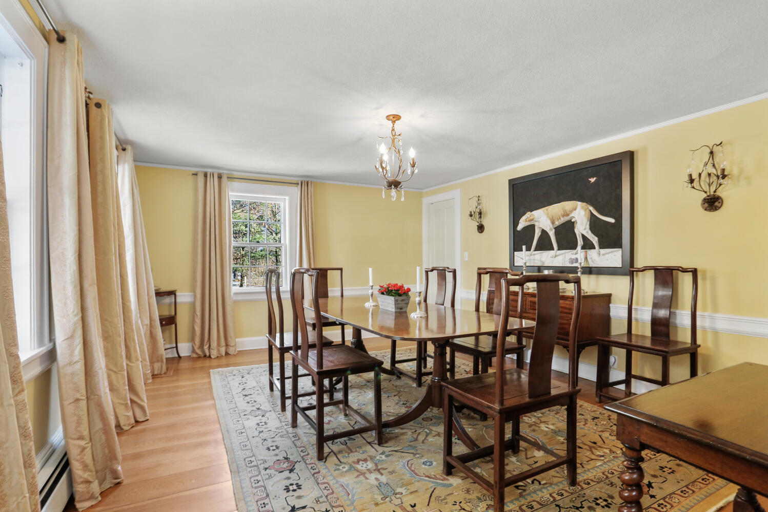 427 Eden Road Stamford, CT 06907 - Photo 11 of 40 a view of a a dining room with furniture window and wooden floor