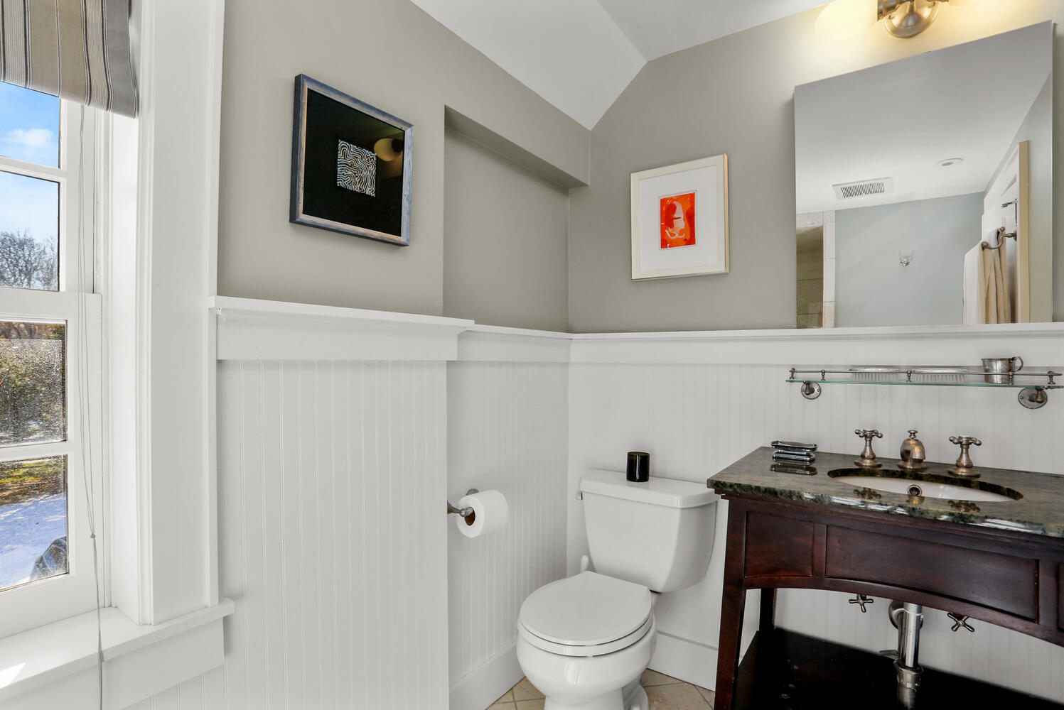 427 Eden Road Stamford, CT 06907 - Photo 18 of 40 a bathroom with a toilet a sink and a mirror