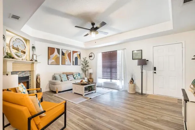 a living room with furniture
