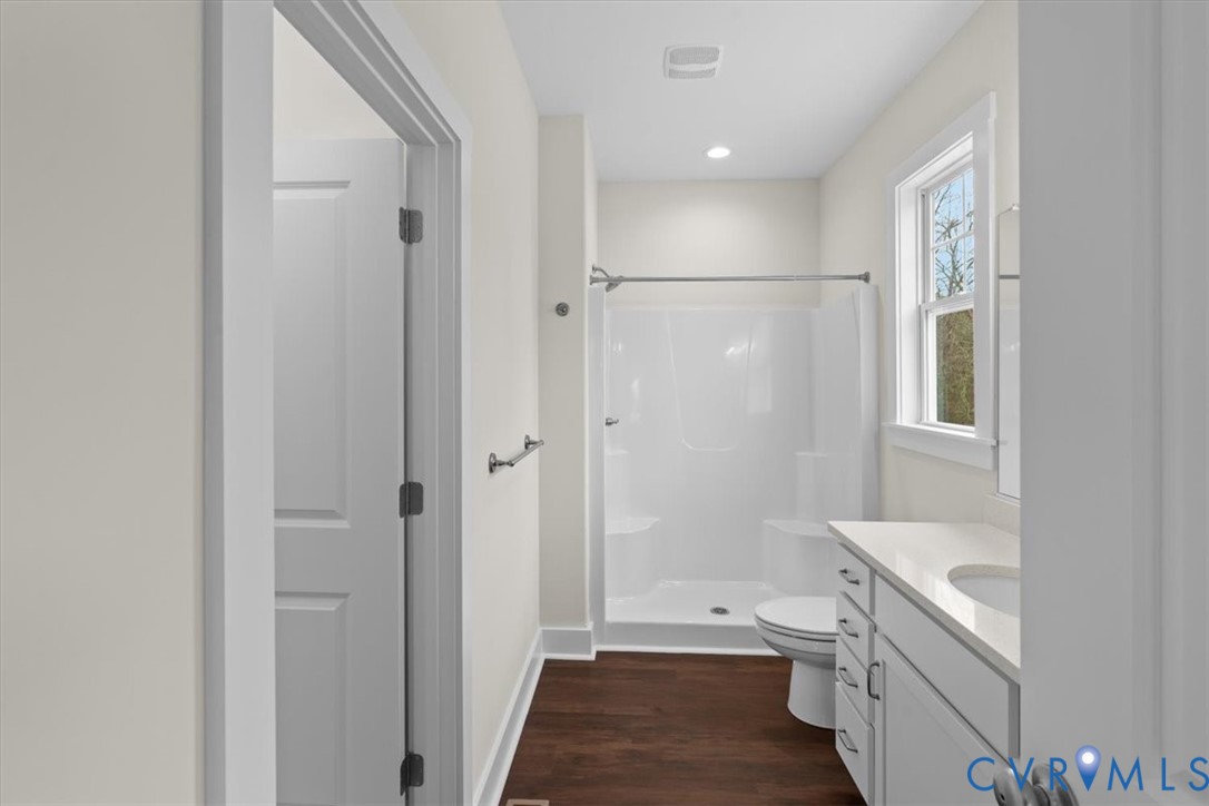 4522 Old Stage Road Freeman, VA 23856 - Photo 28 of 51 a bathroom with a sink a toilet and shower