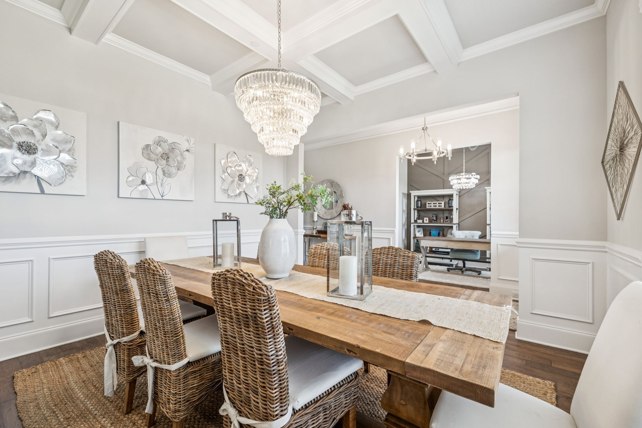 737 Alameda Avenue Nolensville, TN 37135 - Photo 7 of 55 a view of a dining room with furniture a chandelier and wooden floor