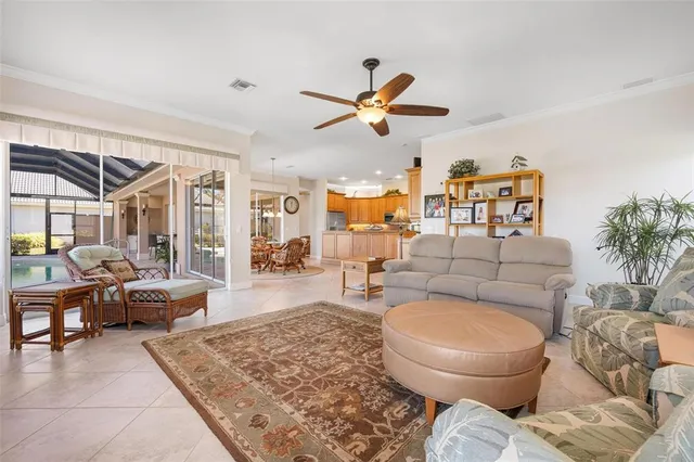 a view of a swimming pool with a patio