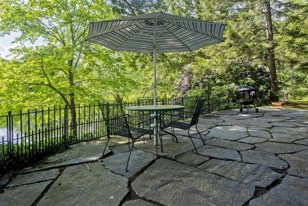 24 Farmhouse Road Chesterfield, MA 01012 - Photo 16 of 42 a view of patio with table and chairs and floor to ceiling window
