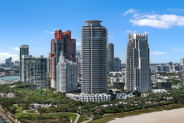 a view of a city with tall buildings