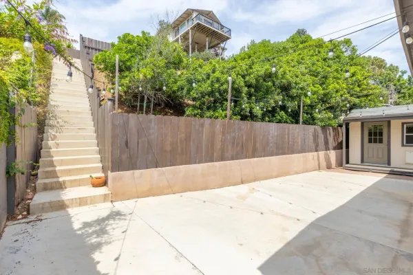 a view of a house with a backyard