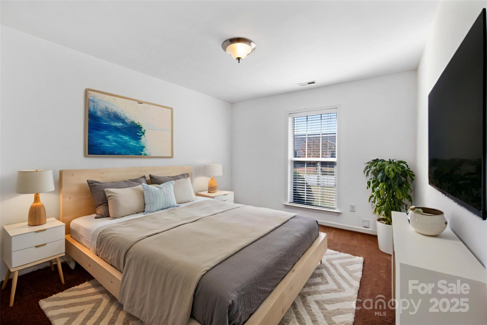 284 Mud Creek Road Fletcher, NC 28732 - Photo 17 of 31 a bedroom with a bed and a potted plant