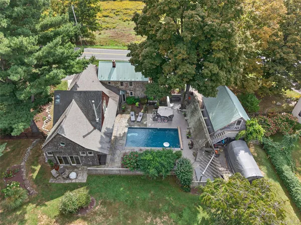 an aerial view of a house