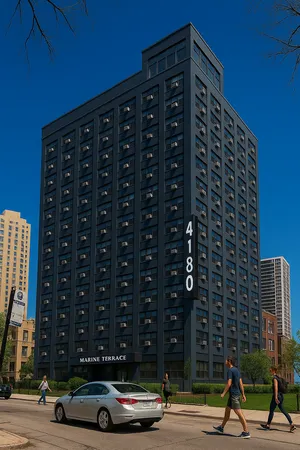 a car parked in front of a building