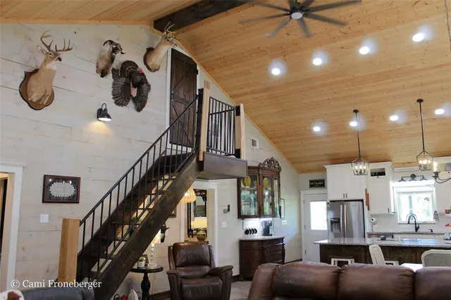 a view of garage with furniture