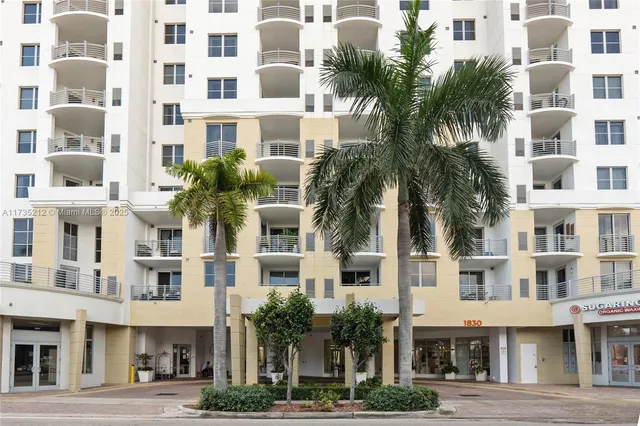 a front view of a multi story building